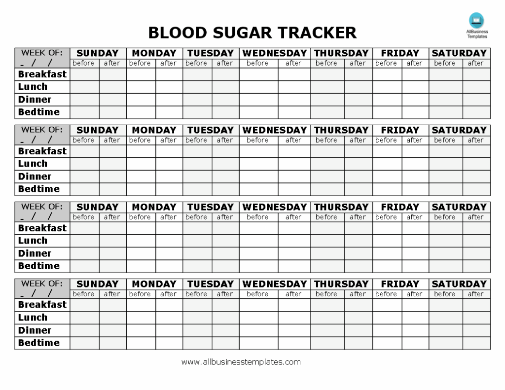 Blood Sugar Tracker Templates At Allbusinesstemplates