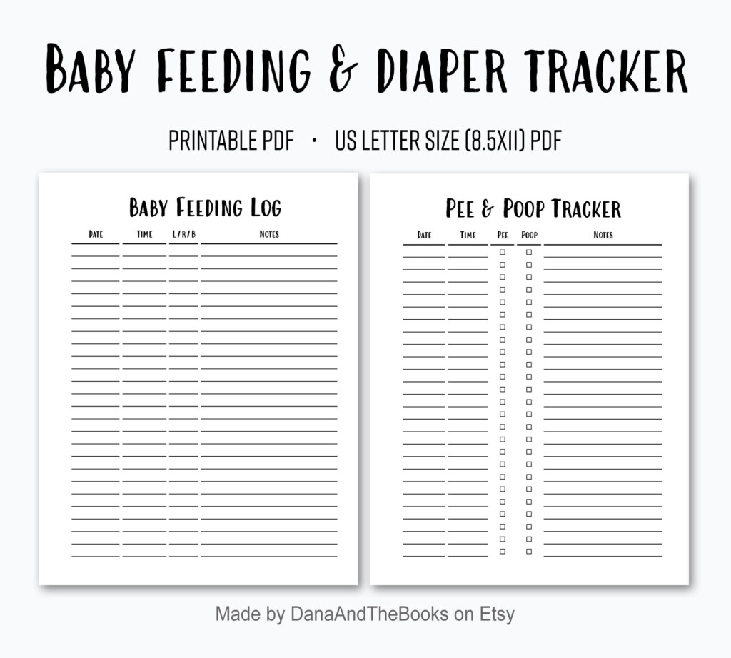 Baby Feeding And Diaper Tracker PDF Breastfeeding Log Pee Poop Tracker Simple Baby Log Instant Digital Download US Letter Size Etsy