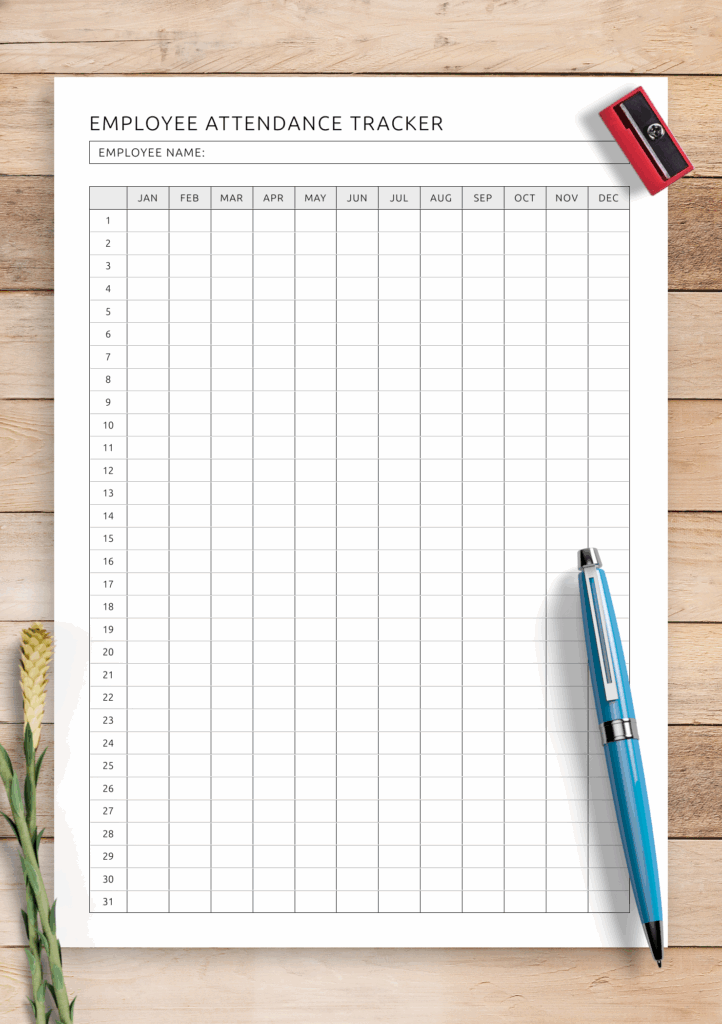 Download Printable Employee Attendance Tracker Template PDF
