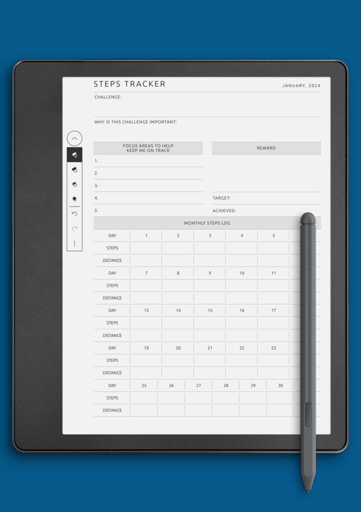 Download Printable Extended Steps Tracker Template PDF