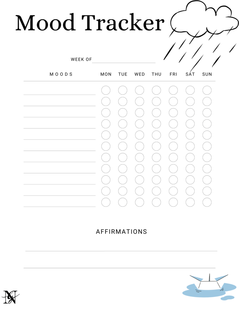 Free Monthly Mood Tracker Printable Including January