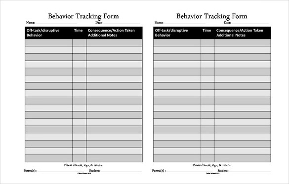 10 Behavior Tracking Templates Free Sample Example Format Download 