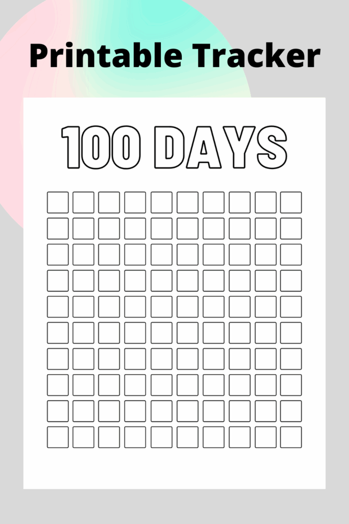 100 Day Tracker Printable Printable Word Searches