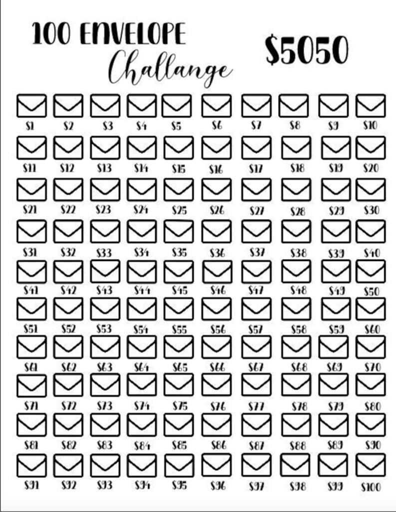 100 Envelope Challenge Free Printable Pdf