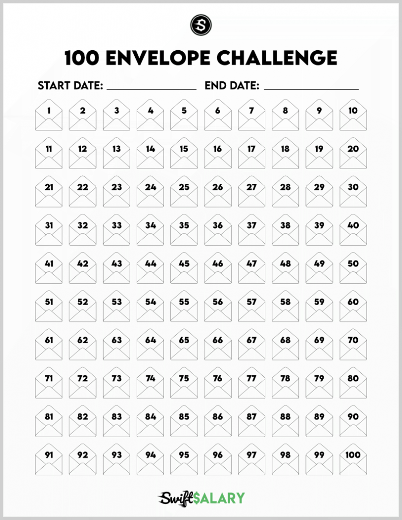 100 Envelope Challenge Free Printable Printable Word Searches