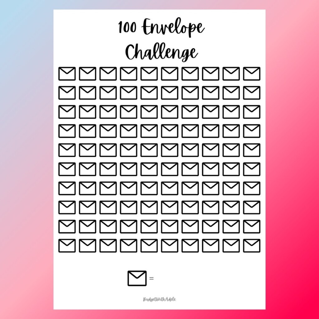 100 Envelope Challenge Tracker Free Printable Nerycoins