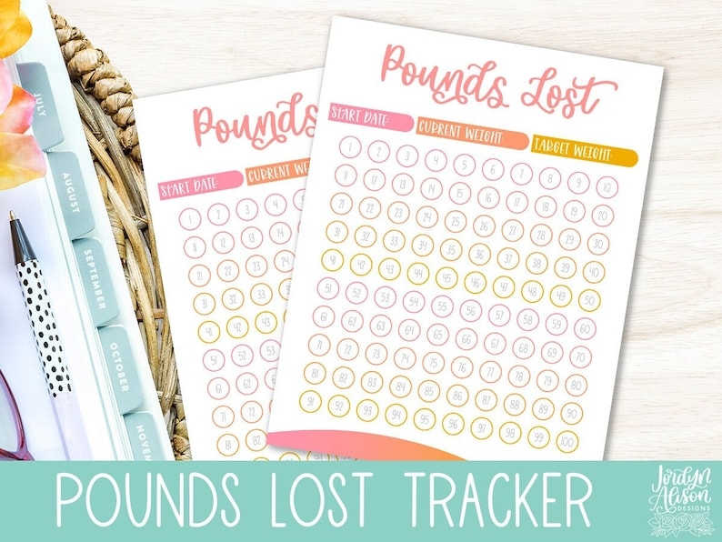 100 Pound Weight Loss Tracker Printable Cute Weight Loss Tracker 