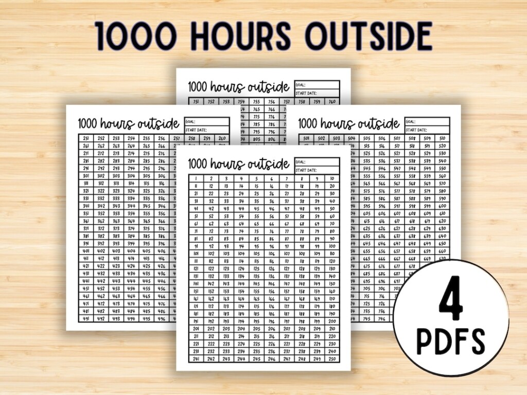 1000 Hours Outside Tracker Template Outdoor Activity Tracker Outdoor 