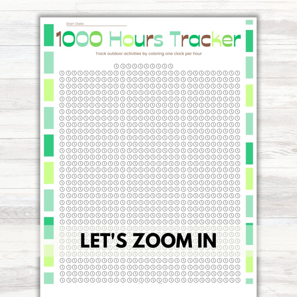 1000 HOURS TRACKER Outdoor Activity Log 1000 Hours Printable Track 