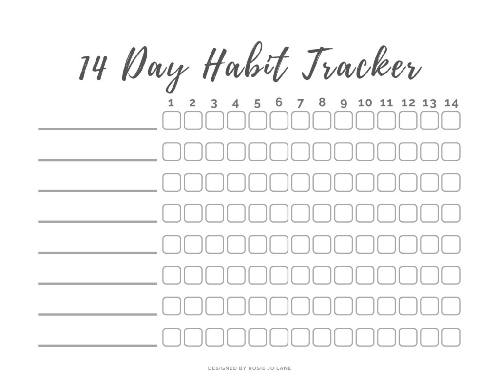14 Day Habit Tracker Free Printable Printable Habit Tracker