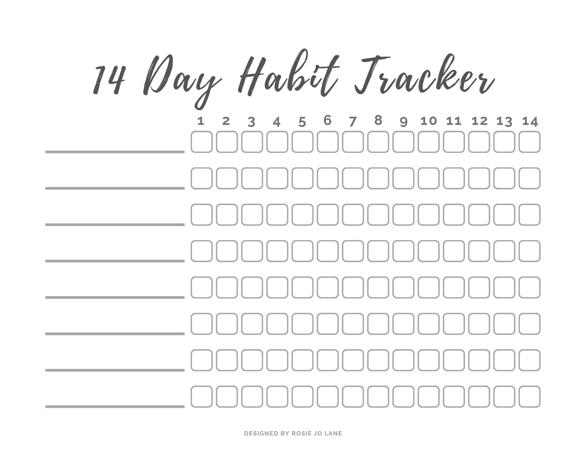 14 Day Habit Tracker Free Printable Printable Habit Tracker