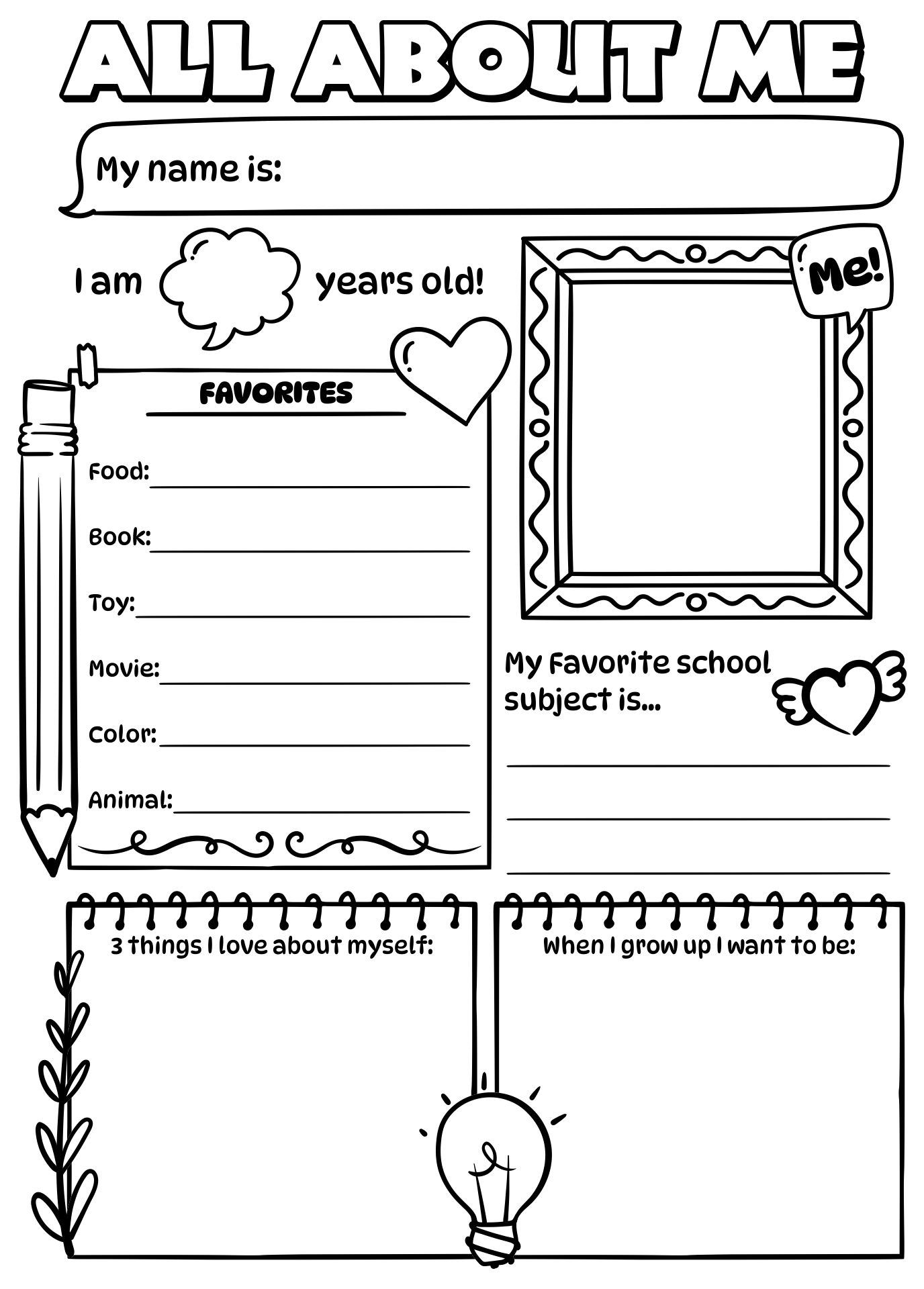 15 Best All About Me Printable Template Printablee