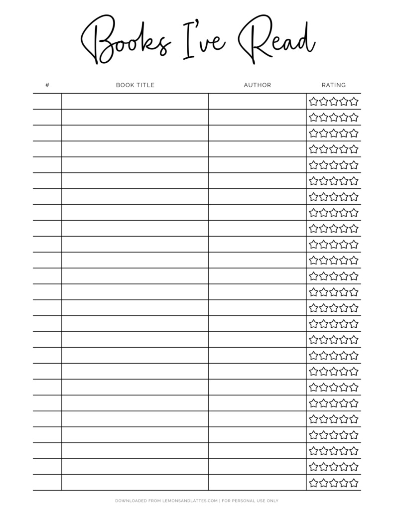 16 Free Book Tracker Printables Artofit