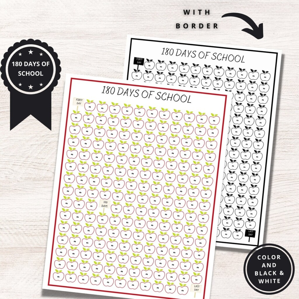 180 Days Of School Printable Tracker Back To School For Teachers And 