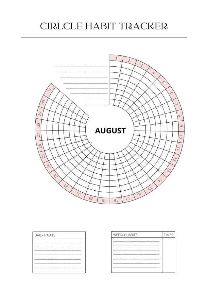 2024 Circle Habit Tracker Minimalist Digital Printable Planner 