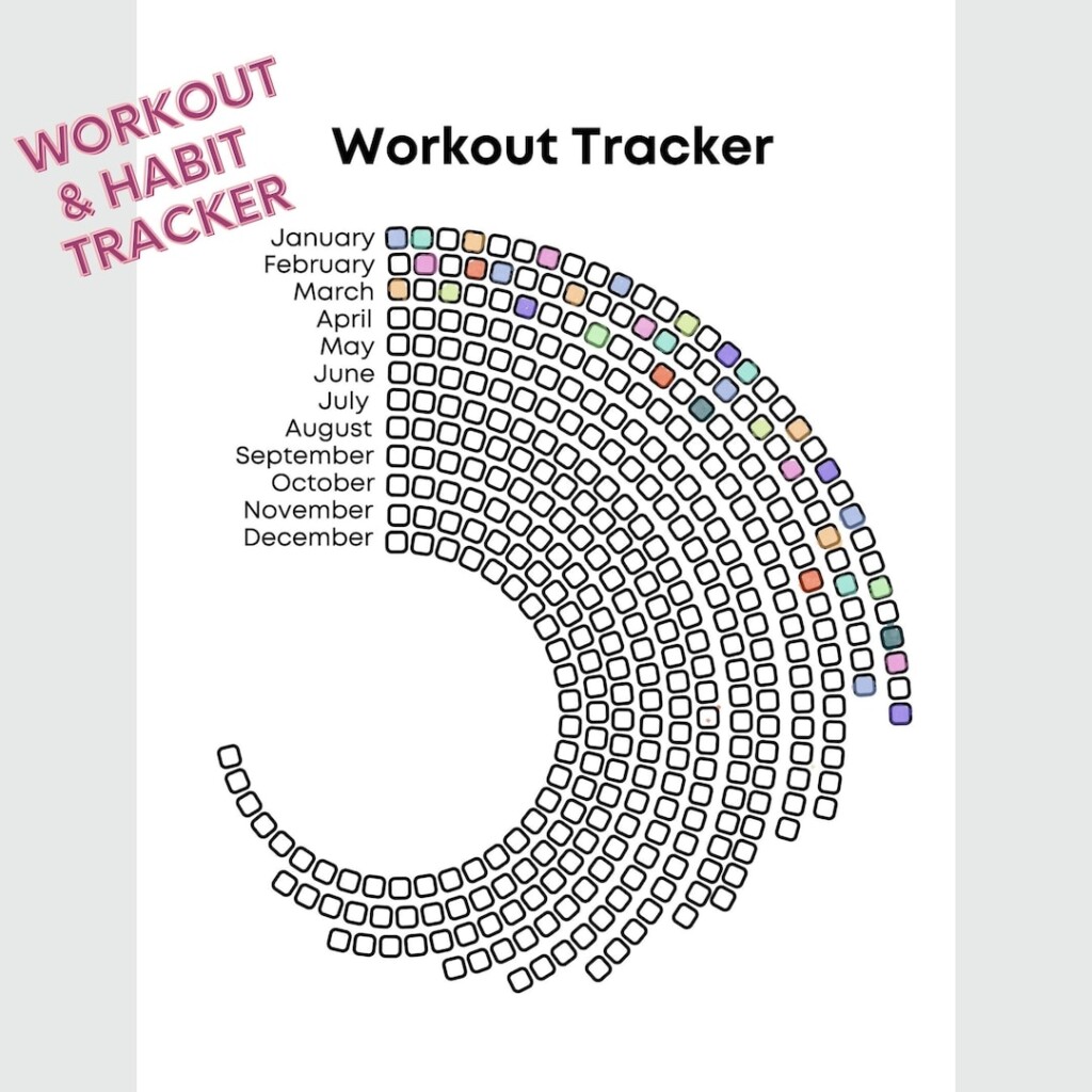2025 Bundle Circular Workout Tracker Printable Daily Exercise Track 