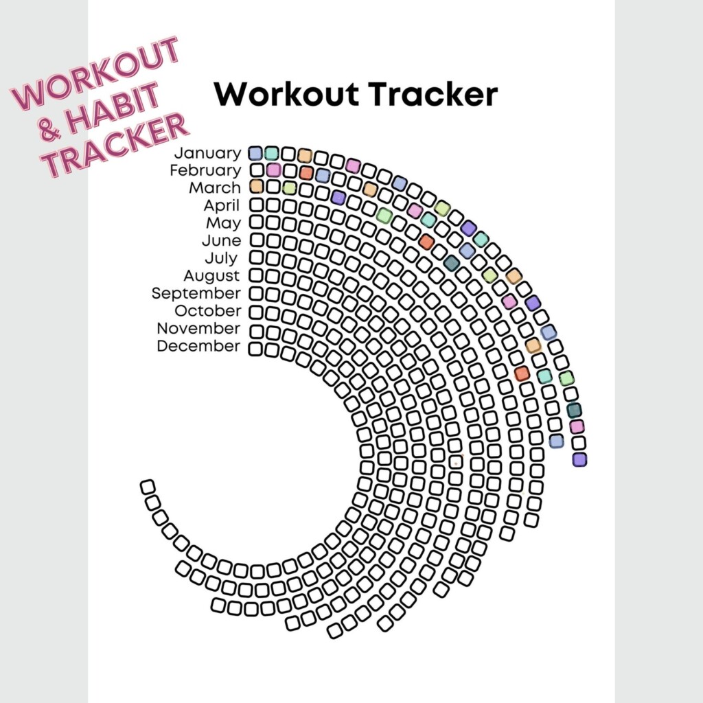 2025 Bundle Circular Workout Tracker Printable Daily Exercise Track 