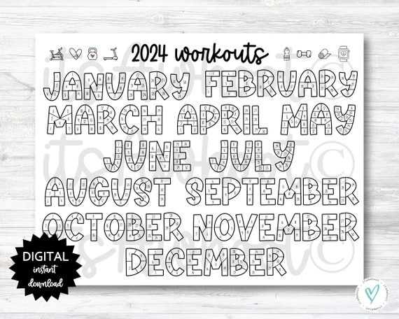 2025 Color In Monthly Workout Calendar Pdf Free Valentina Skye