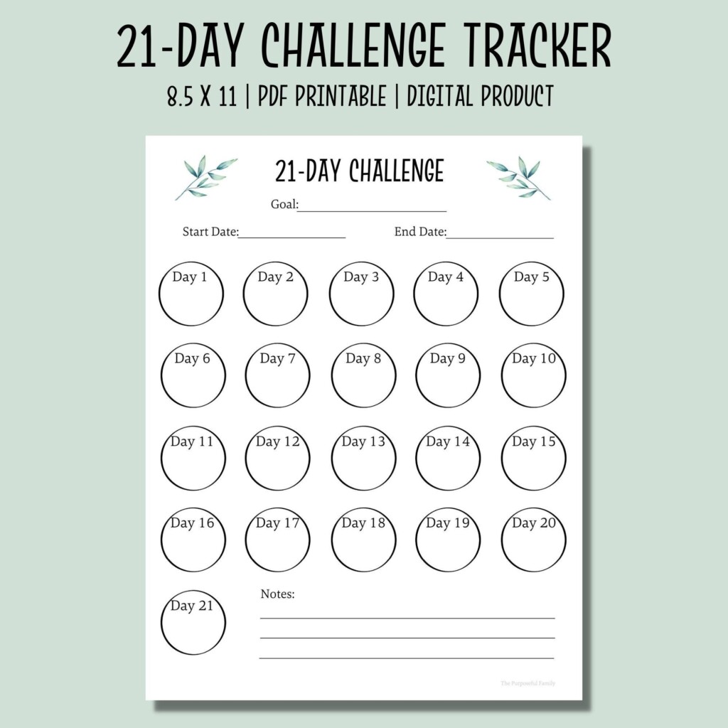 21 Day Challenge Tracker Printable Habit Tracker PDF Goal Tracker 