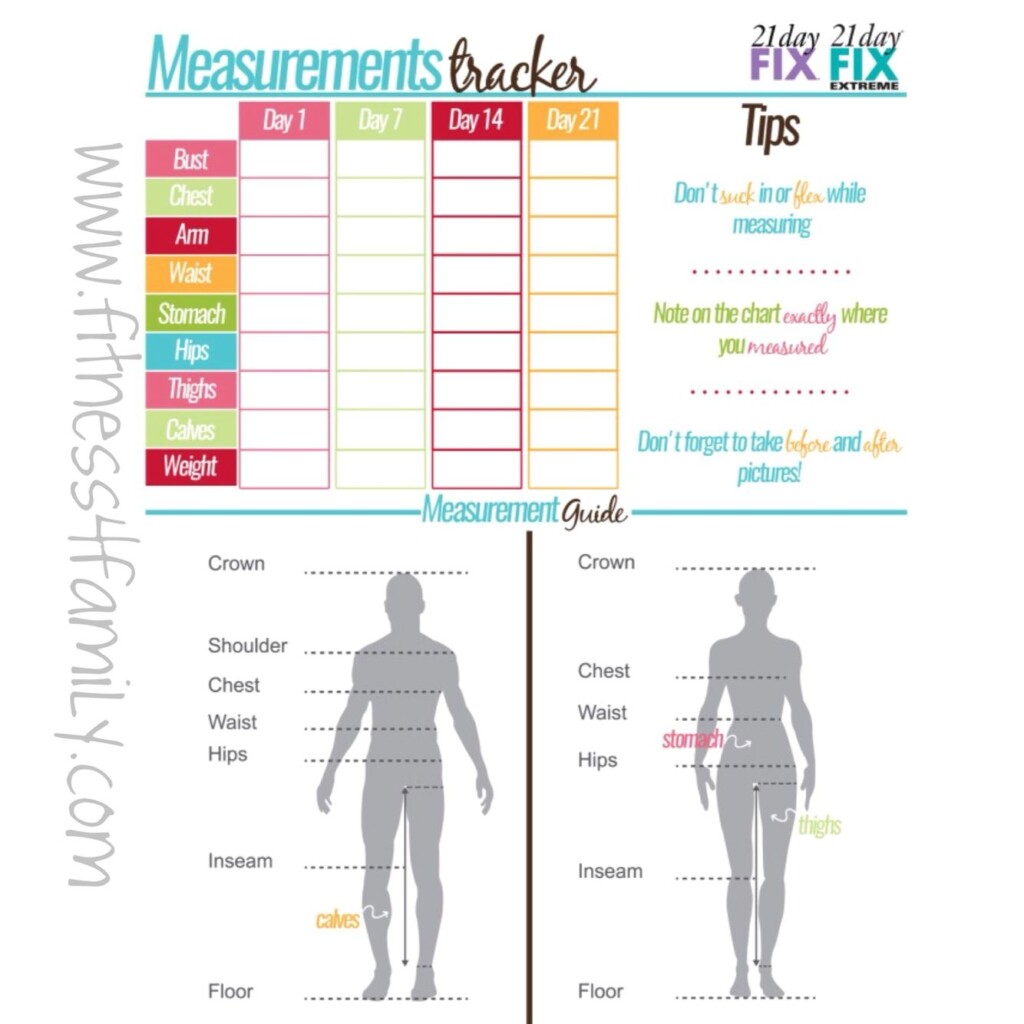 21 Day Fix Body Measurement Tracker