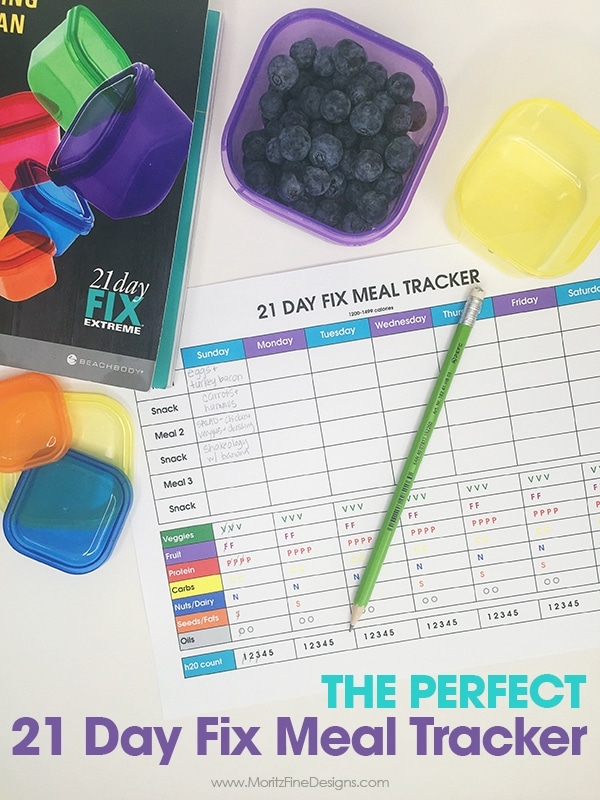 21 Day Fix Meal Tracker Free Printable Included