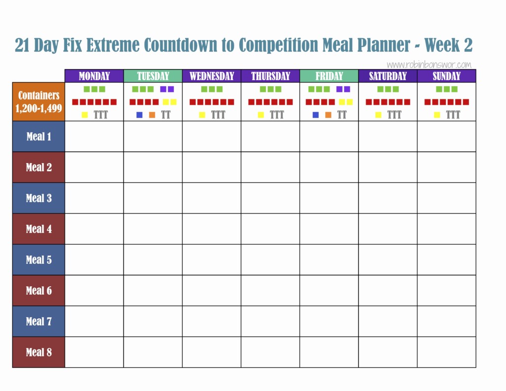 21 Day Fix Printable Meal Planner