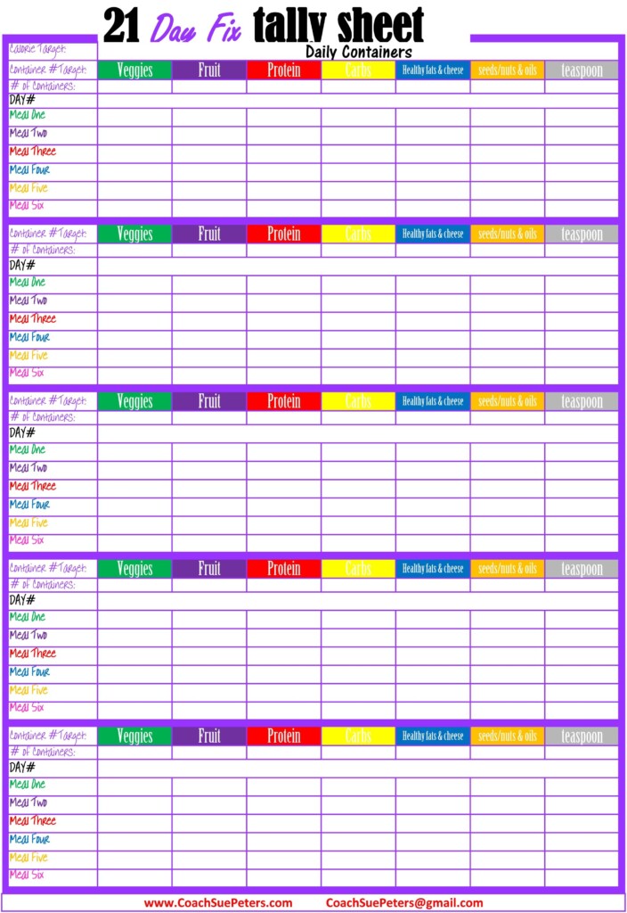 21 Day Fix Tracking Sheet 21 Day Fix Tracking 21 Day Fix 21 Day Fix 