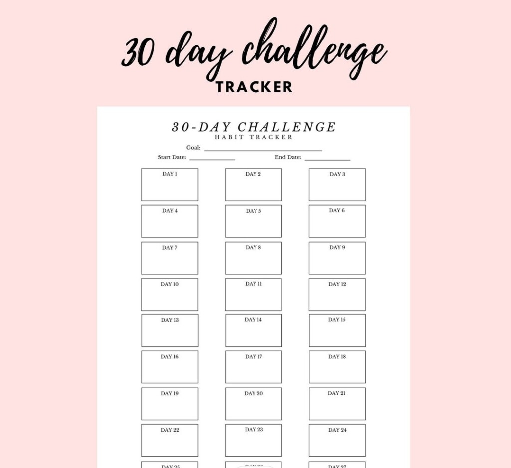 30 Day Challenge Tracker Template Printable Digital Download IPad 