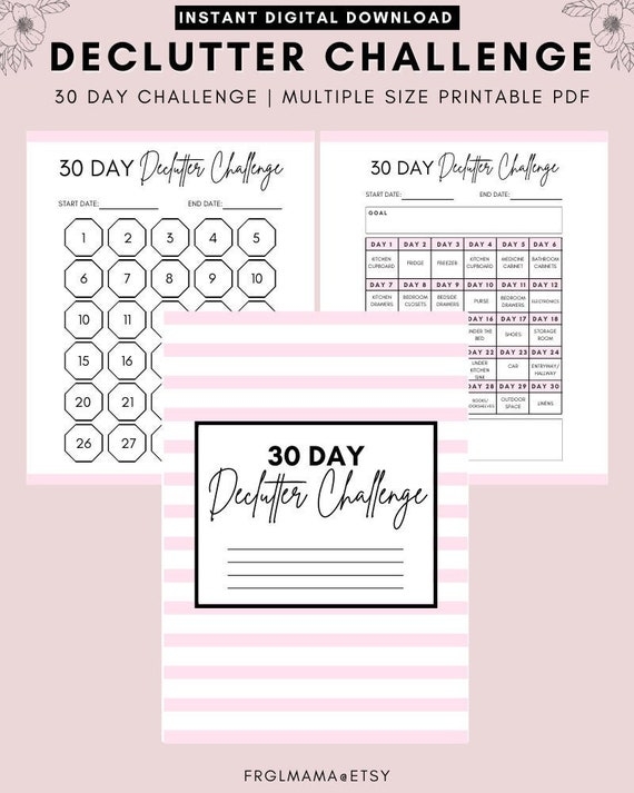 30 Day Declutter Challenge Declutter Tracker Printable Etsy