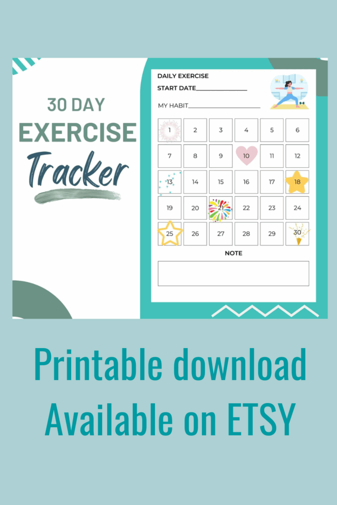 30 DAY Exercise Tracker Build A Fitness Habit Printable Habit Tracker 
