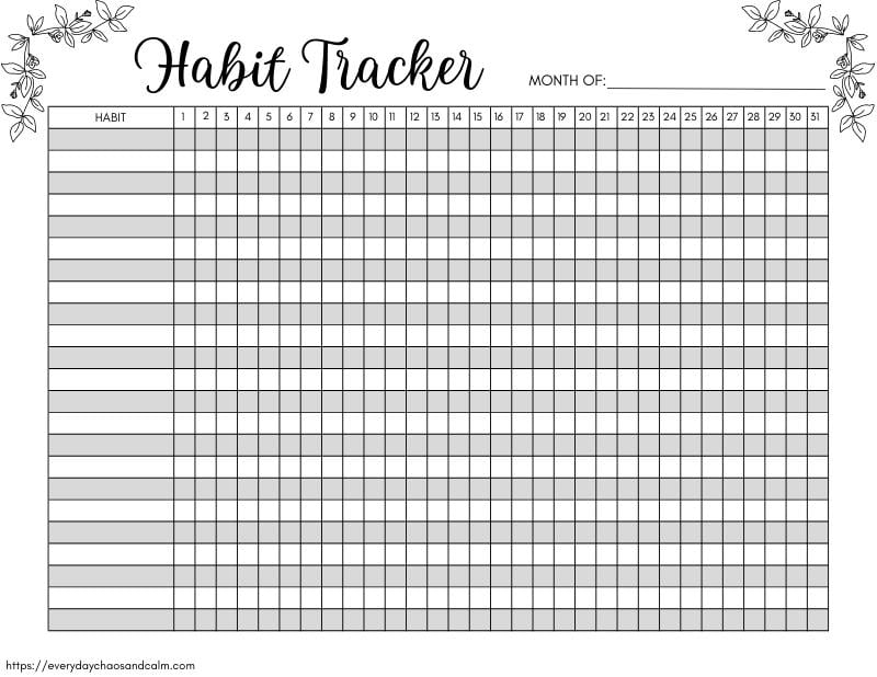 30 Day Habit Tracker Printable Free Pdf Printable Free Templates