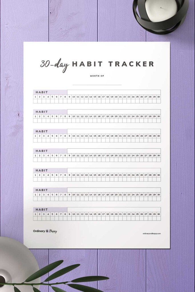 30 Day Habit Tracker Printable Printable Free Templates