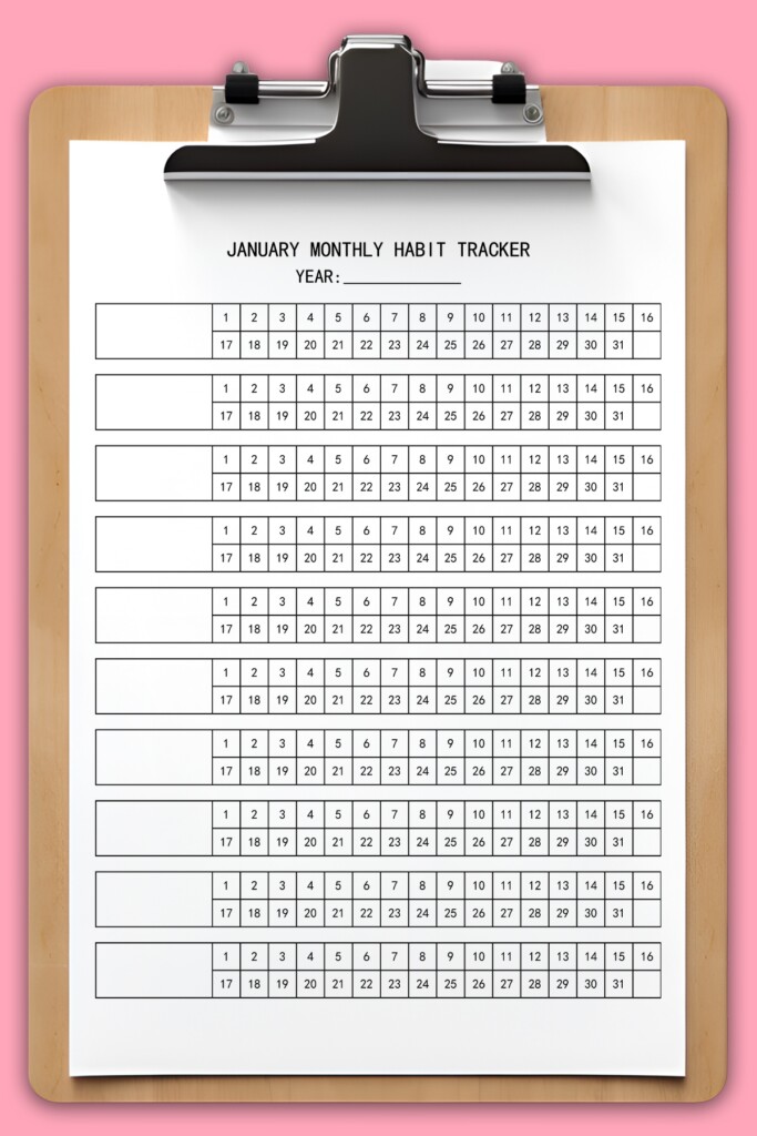 31 day habit tracker printable example one habit 2 Mom Envy