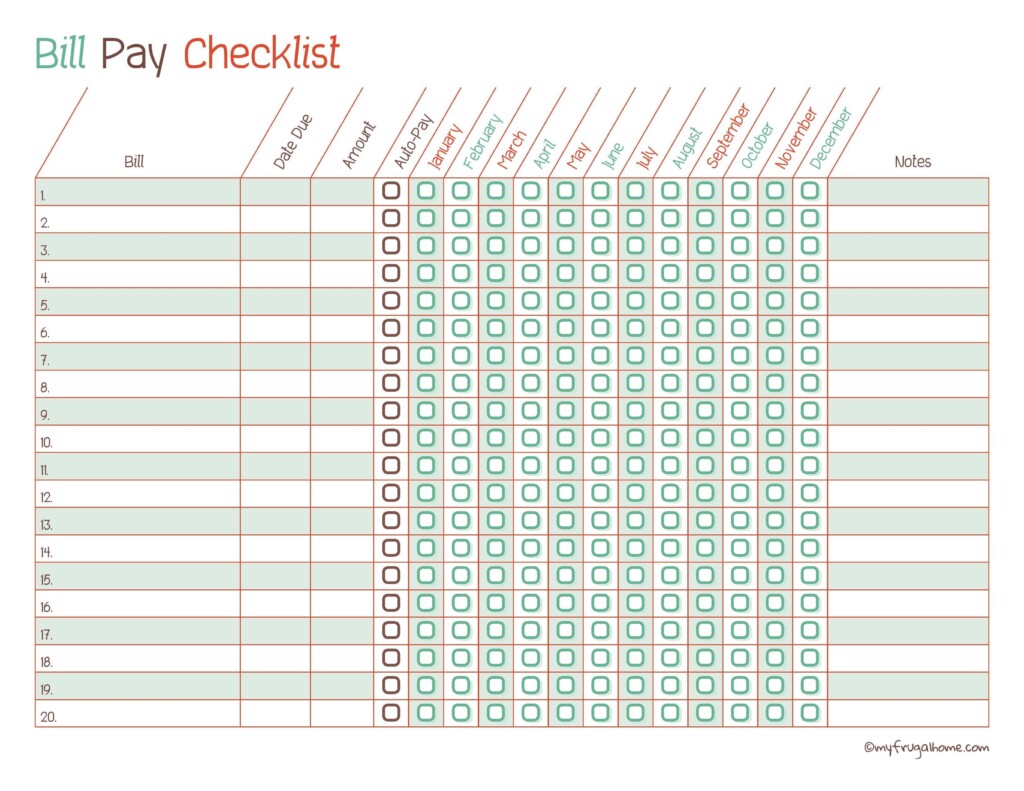 32 Free Bill Pay Checklists Bill Calendars Pdf Word Excel Free 