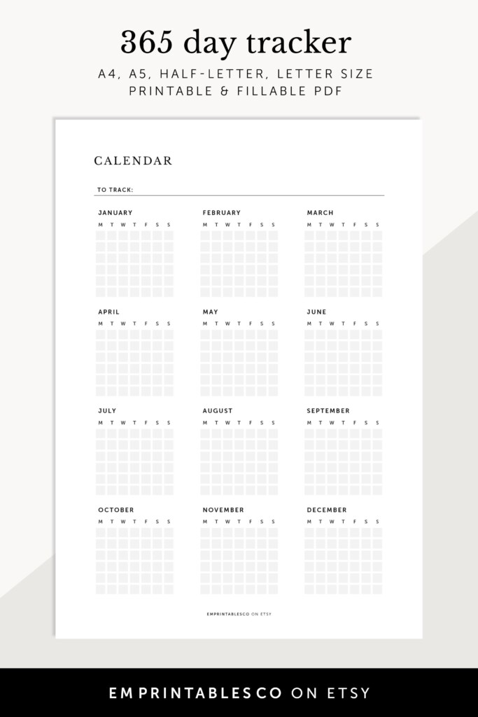 365 Day Habit Tracker And Goal Planner