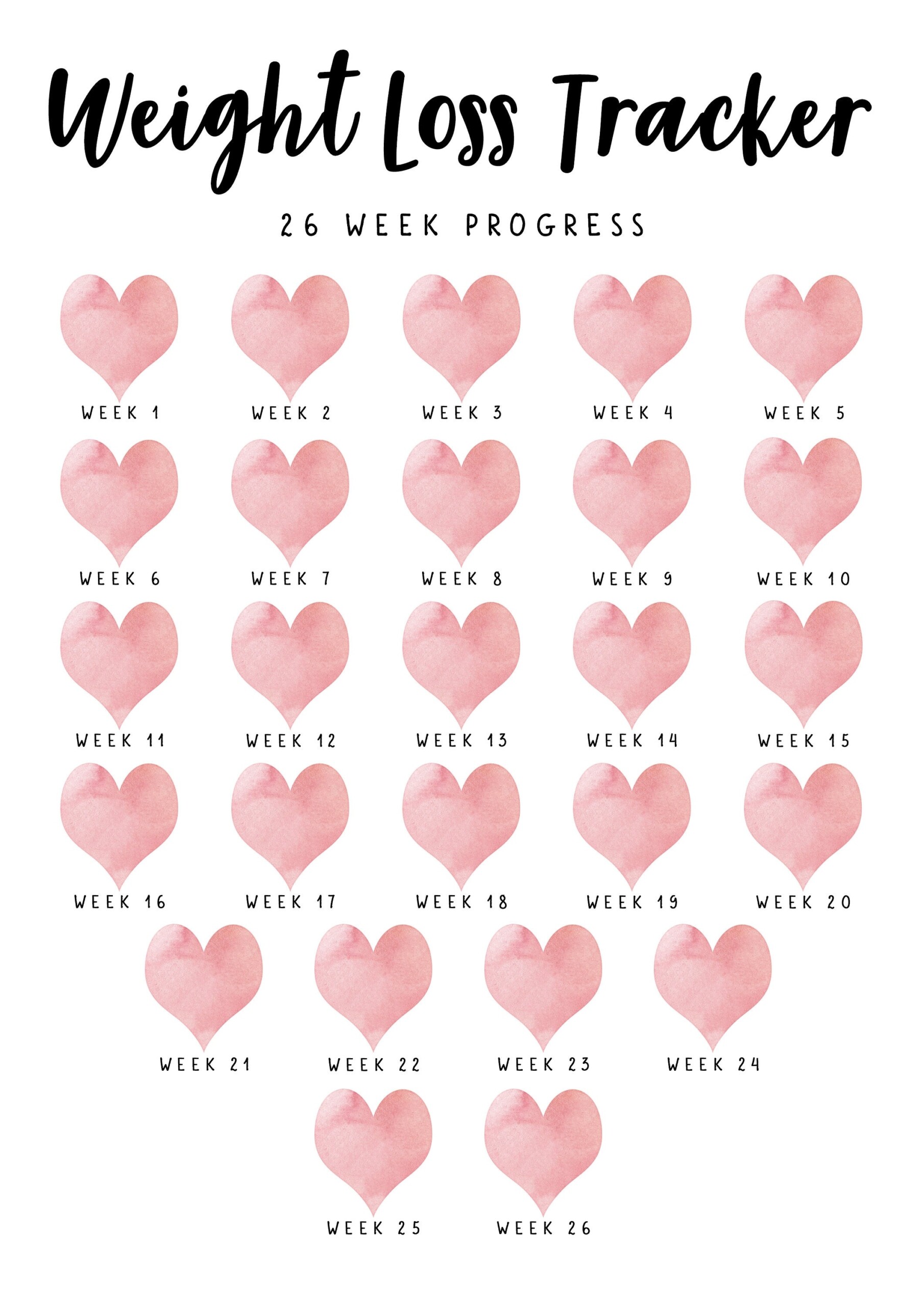 52 Week Printable Weight Loss Tracker 5 X Digital Weekly Etsy Australia
