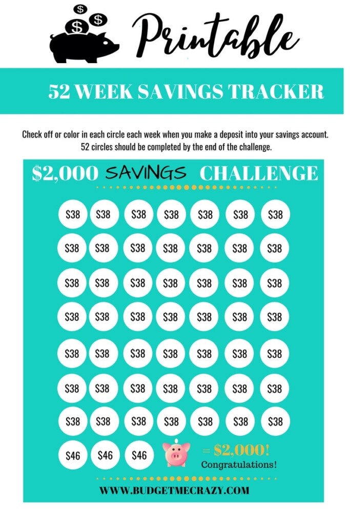 52 Week Savings Tracker Printable Etsy