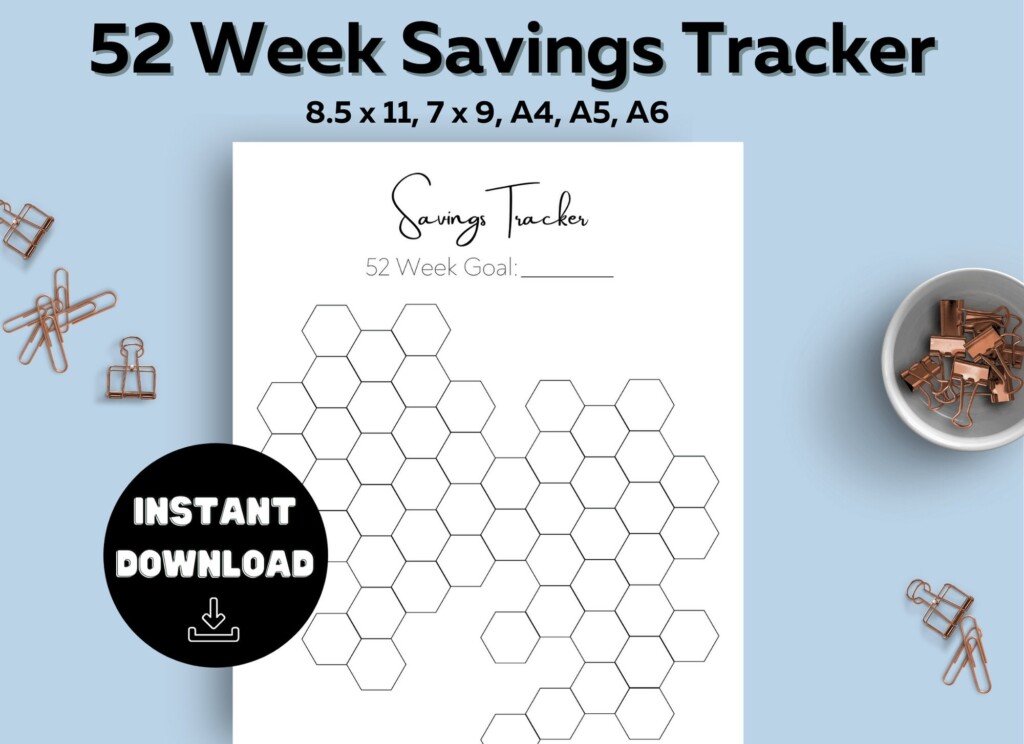 52 Week Savings Tracker Printable Savings Goal Savings Challenge 