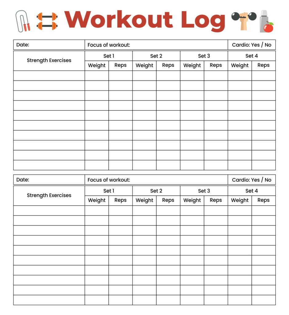 6 Best Images Of Cardio Workout Log Template Free Printable Printable 