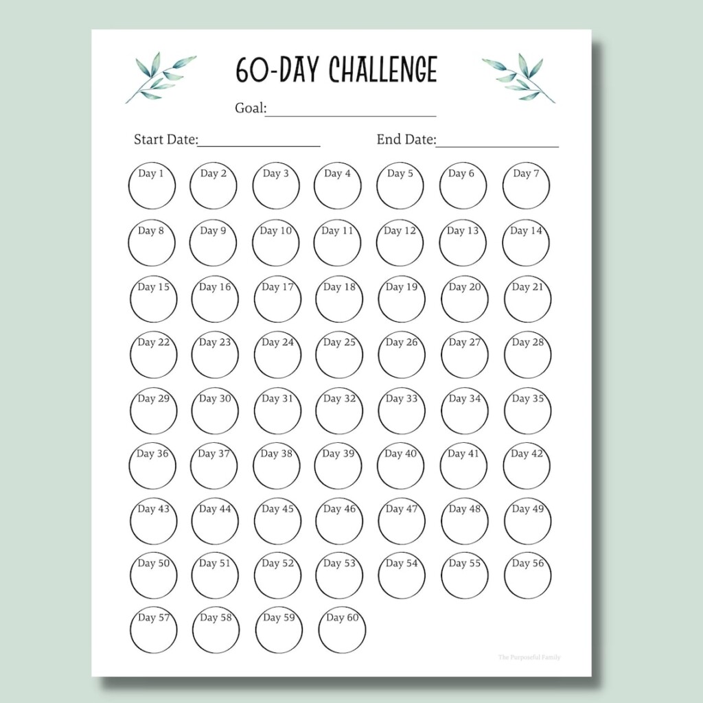 60 Day Challenge Tracker Printable PDF Habit Tracker Etsy