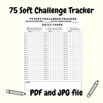 75 Hard Challenge Tracker For Health Habit Challenge Printable Digital 