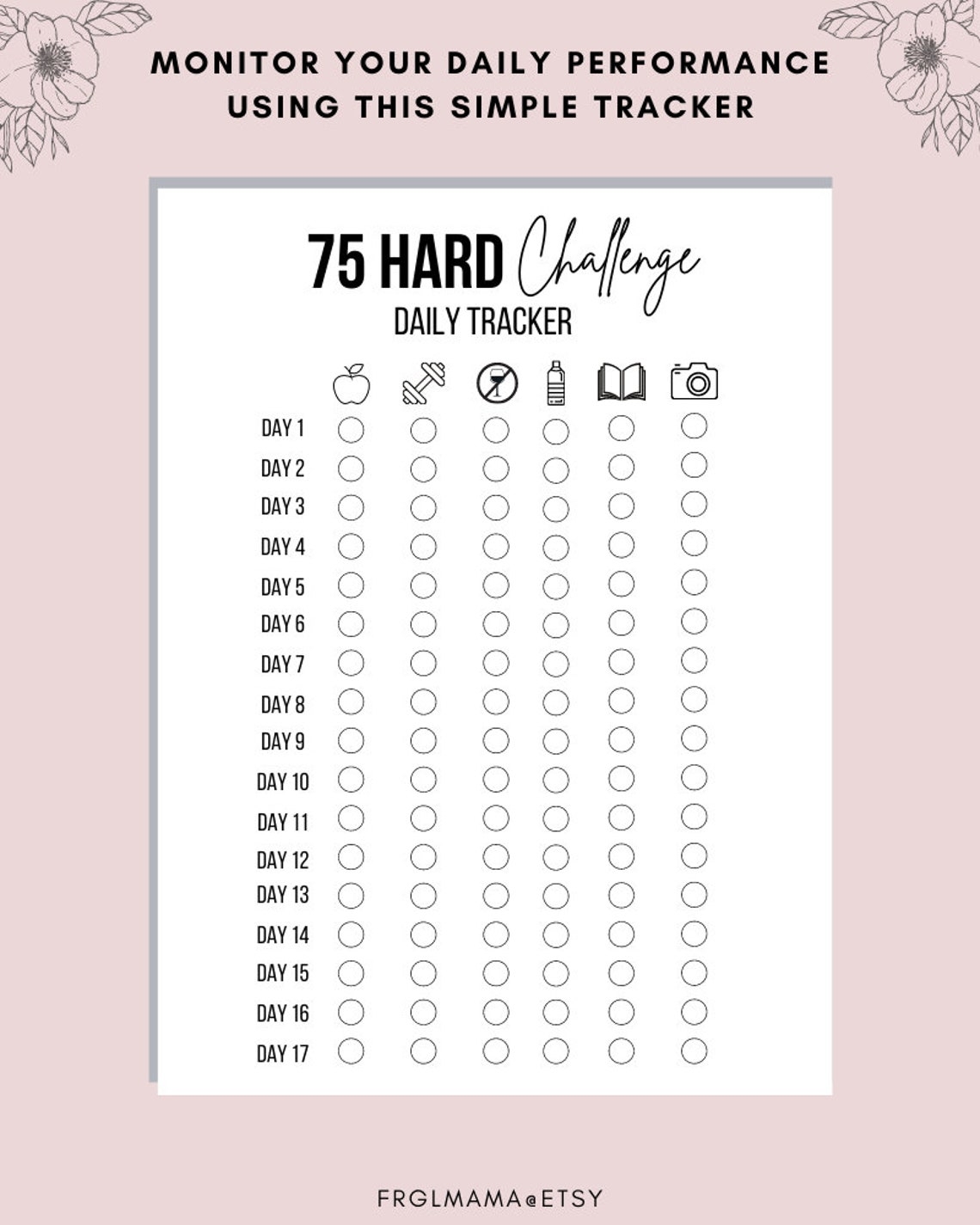 75 Hard Challenge Tracker Printable Free Printable Free Templates