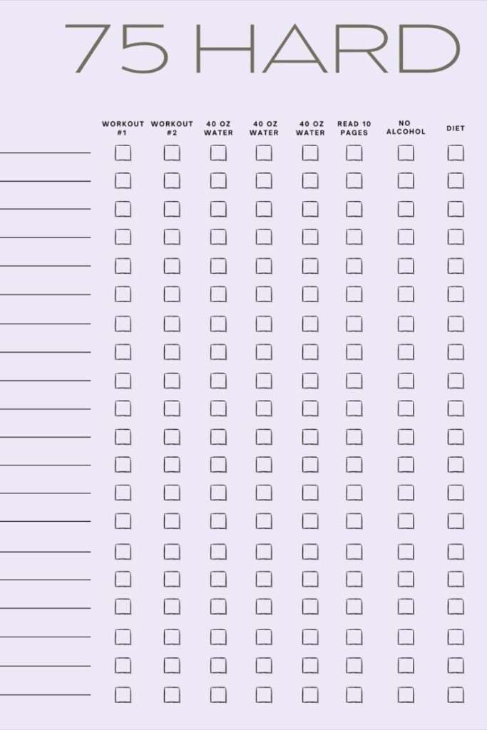 75 Hard Checklist Printable