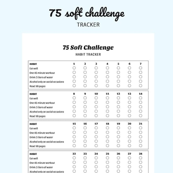 75 Soft Challenge Checklist Printable Free USE EDU PL