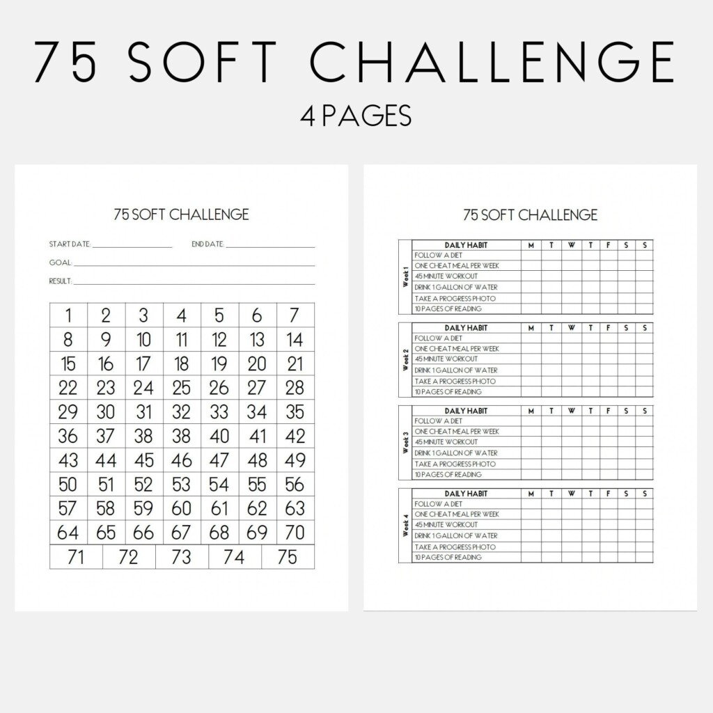 75 Soft Challenge Tracker 75 Day Challenge Printable Weight Loss 