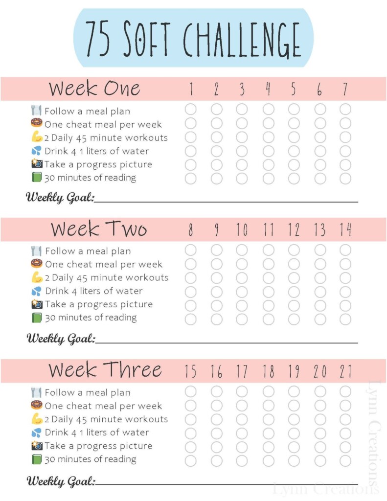 75 Soft Challenge Tracker Printable Free Printable Templates Protal