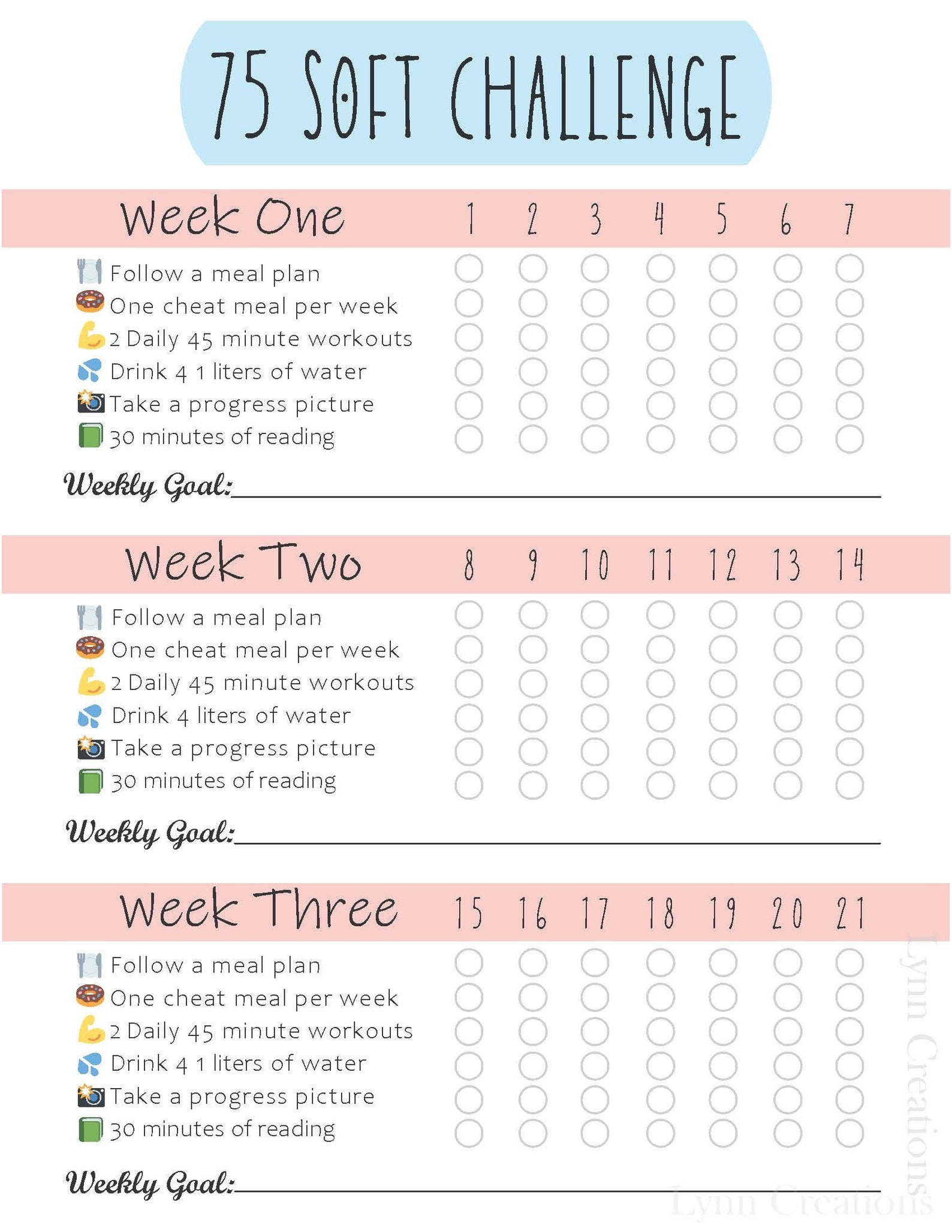 75 Soft Challenge Tracker Printable Free Printable Templates Protal