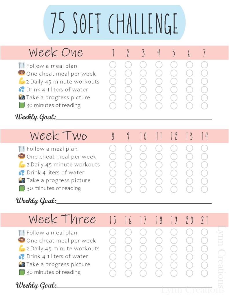 75 Soft Challenge Tracker Printable Free Printable Templates Protal