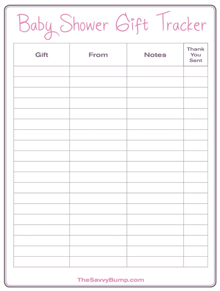 8 Best Images Of Printable Baby Shower Gift Log Baby Shower Gift List