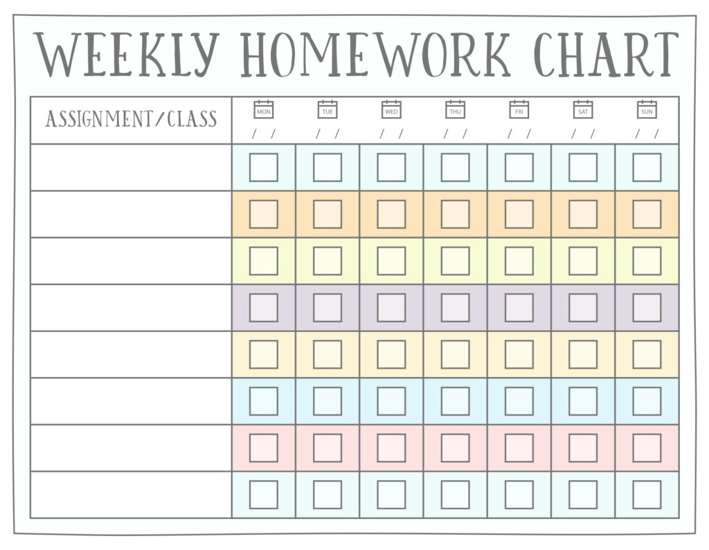 9 Best Images Of Free Printable Homework Charts Track Free Printable 
